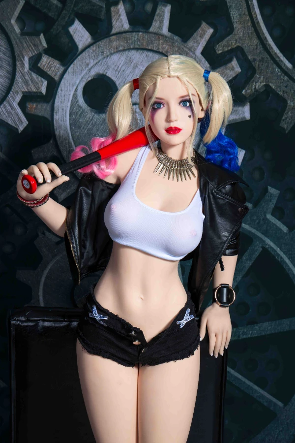 Sonderangebot: Hellhäutige Clown-Puppe Harley Quinn, 168cm