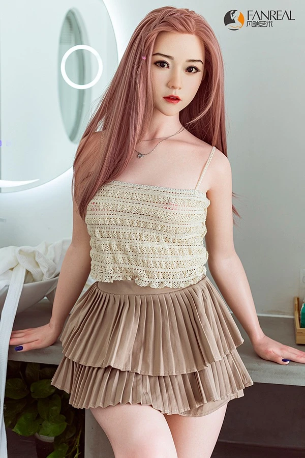 Fanreal Doll – Charmante Silikon-Sexpuppe mit rosa Haaren und kleinen Brüsten, Qian-Modell, 158 cm