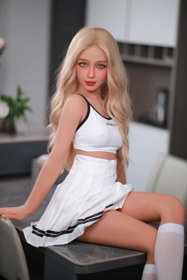 Fire Doll Anastasia 157 cm, blonde, dünne A-Körbchen-Sexpuppe mit kostenlosem zweiten Kopf
