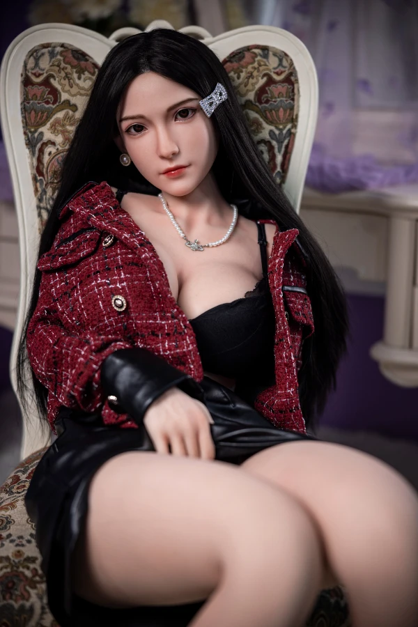 JXDoll Ember, 170 cm große Sexpuppe mit schwarzem Haar, Silikonkopf und austauschbaren Körper- und Kopfoptionen