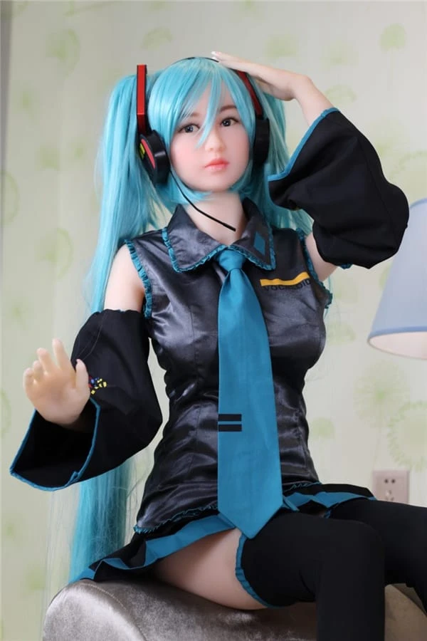 WM Dolls – Lebensgroße, bezaubernde asiatisch-japanische Fantasy-Sexpuppe, inspiriert von Hatsune Miku, 165 cm, inklusive kostenlosem zweiten Kopf