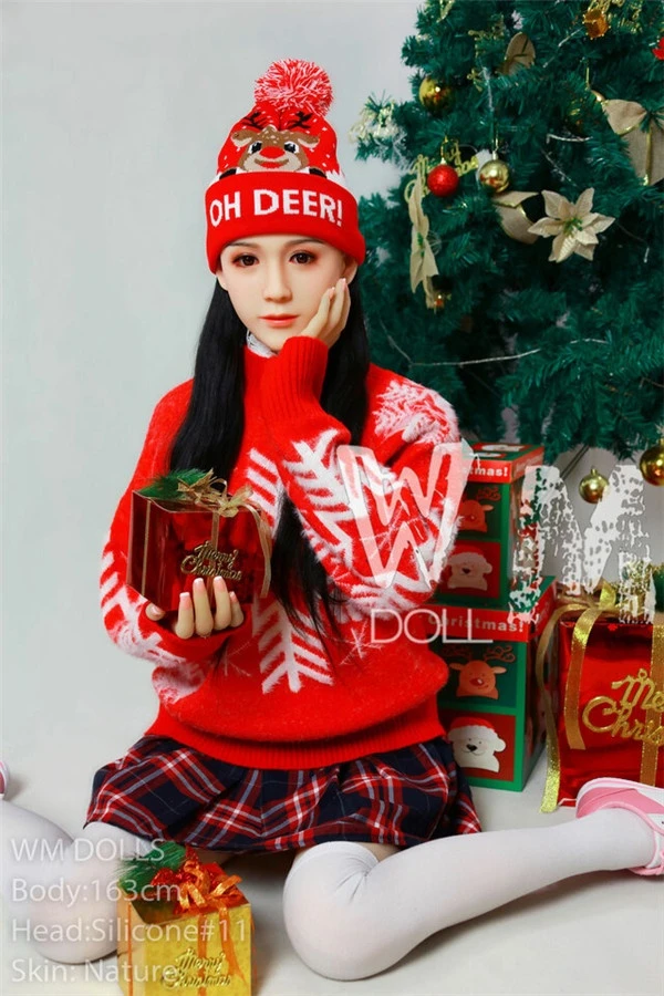 WM Dolls Superrealistisches Weihnachtsoutfit Asiatische Sexpuppe Layla 163 cm mit kostenlosem zweiten Kopf