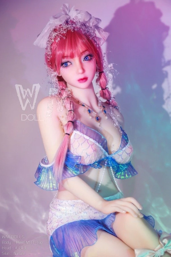 Emory 158 cm Sexpuppe mit atemberaubendem rosa Haar und kostenlosem zweiten Kopf